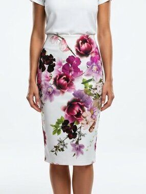 Jessica Wright Whimsigoth Beatrix Floral High Waist Pencil Midi Skirt Size 16